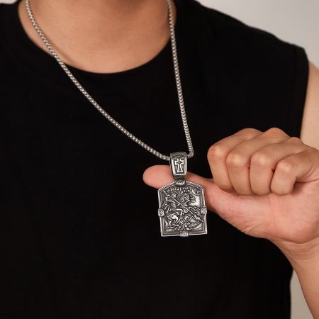 Colier inox Sfântul Gheorghe din Oțel Inoxidabil – Simbol al Curajului și Protecției Divine [6]