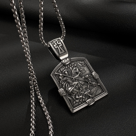 Colier inox Sfântul Gheorghe din Oțel Inoxidabil – Simbol al Curajului și Protecției Divine [4]
