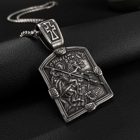 Colier inox Sfântul Gheorghe din Oțel Inoxidabil – Simbol al Curajului și Protecției Divine [5]