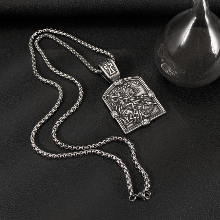 Colier inox Sfântul Gheorghe din Oțel Inoxidabil – Simbol al Curajului și Protecției Divine [10]