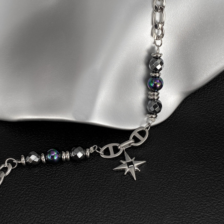 Colier inox stea cu hematite [4]