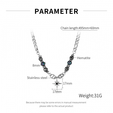 Colier inox stea cu hematite [8]