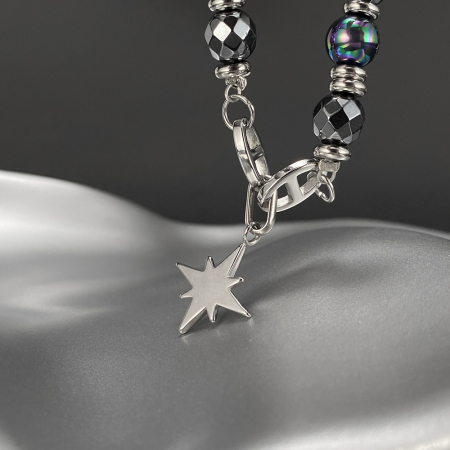 Colier inox stea cu hematite [6]