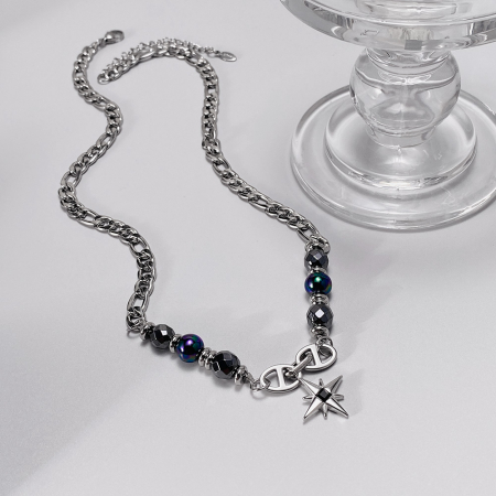 Colier inox stea cu hematite [13]