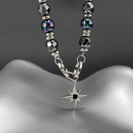 Colier inox stea cu hematite [9]