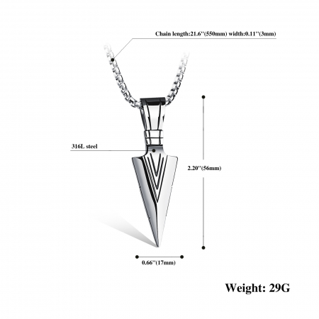 Colier inox varf de sageata 55 cm [2]