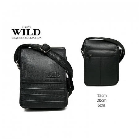 Geanta pentru umar din piele naturala Always Wild, Neagra [12]