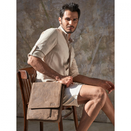 Geanta pentru umar din piele naturala, BORG4, Maron [8]