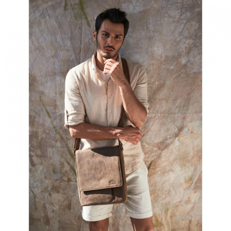 Geanta pentru umar din piele naturala, BORG4, Maron [5]