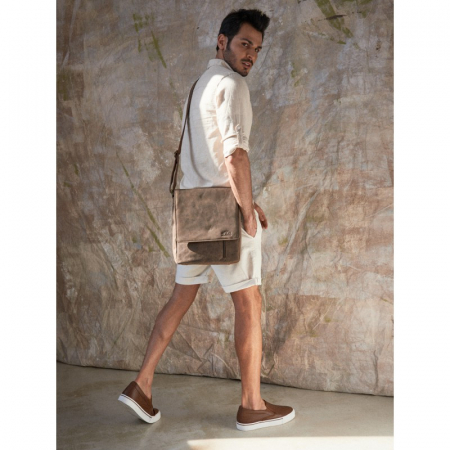 Geanta pentru umar din piele naturala, BORG4, Maron [6]