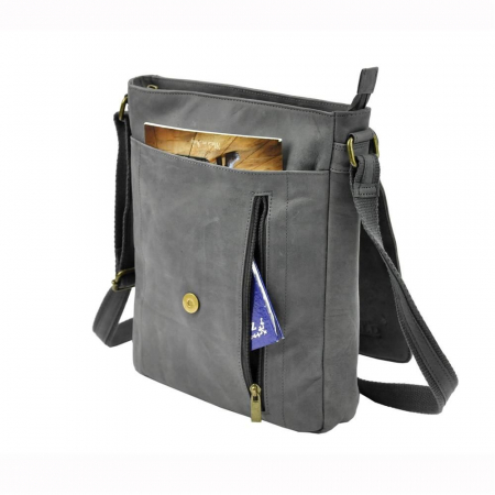 Geanta pentru umar din piele naturala, Always Wild, BORG3, Albastru [3]