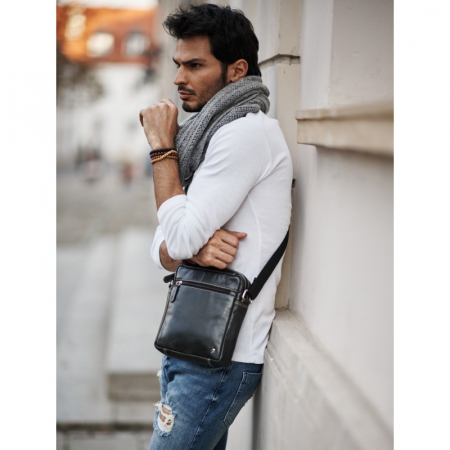 Geanta de umar din piele naturala, Neagra [10]