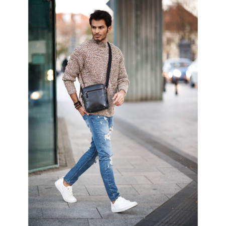 Geanta de umar din piele naturala, Neagra [13]