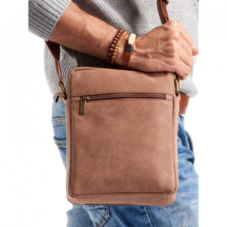 Geanta pentru umar din piele naturala, BORG2, Maron [2]