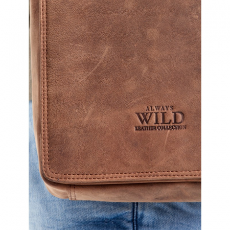 Geanta pentru umar din piele naturala, BORG2, Maron [3]