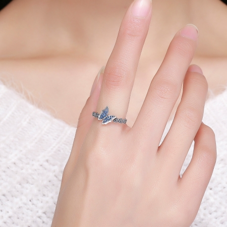 Inel argint 925 cu floricele si fluturas albastru - Be Nature IST0043 [2]