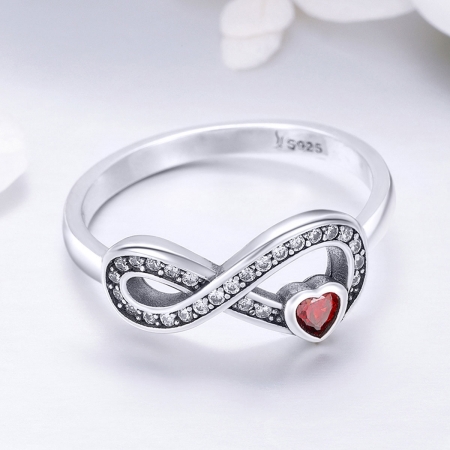 Inel argint 925 cu infinit si inimioara rosie - Infinite You IST0062 [3]