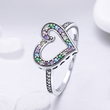 Inel argint 925 cu inimioara si zirconii multicolore - Be in Love IST0061 [1]