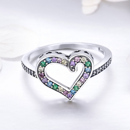 Inel argint 925 cu inimioara si zirconii multicolore - Be in Love IST0061 [2]