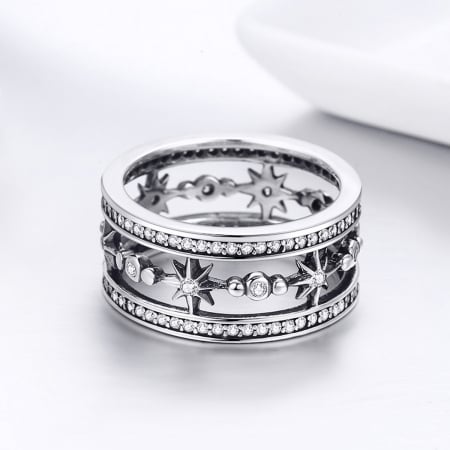 Inel argint 925 cu stelute stralucitoare si zirconii albe - Be Elegant IST0038 [4]