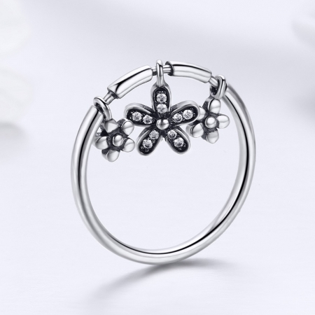 Inel argint 925 cu trei floricele si zirconii albe - Be Nature IST0053 [1]