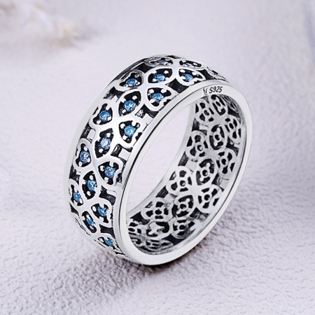 Inel argint 925 cu trifoi cu patru foi si zirconii albastre - Be Elegant IST0025 [3]