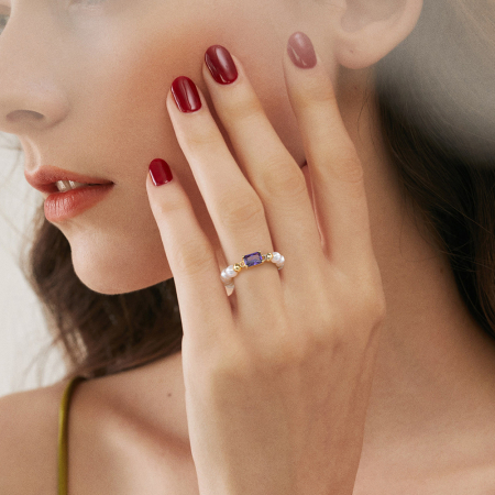 Inel argint 925 elastic placat cu aur 14K cu perle naturale si zirconiu [1]