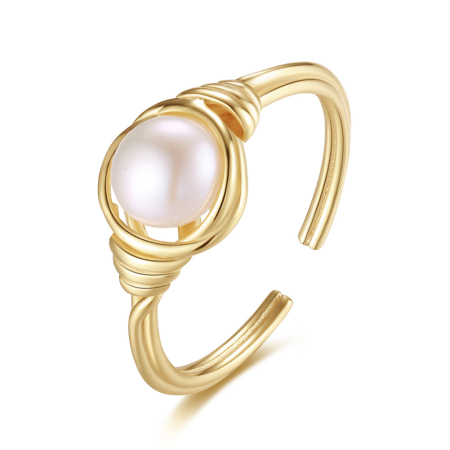 Inel argint 925 placat cu aur 14K cu perle naturale