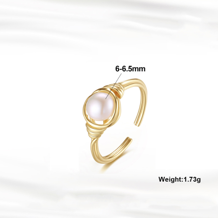 Inel argint 925 placat cu aur 14K cu perle naturale [4]