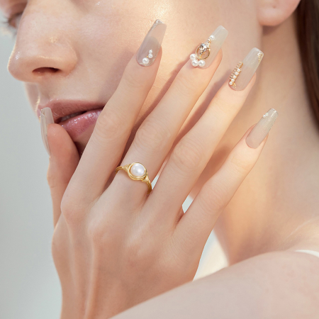 Inel argint 925 placat cu aur 14K cu perle naturale [1]