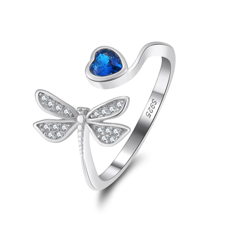 Inel argint 925 placat cu rodiu cu zirconiu safir