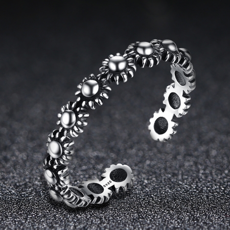 Inel argint 925 reglabil cu flori si aspect vintage - Be Nature IST0022 [1]