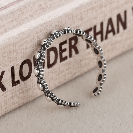 Inel argint 925 reglabil cu flori si aspect vintage - Be Nature IST0022 [3]