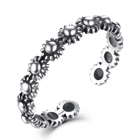 Inel argint 925 reglabil cu flori si aspect vintage - Be Nature IST0022 [0]