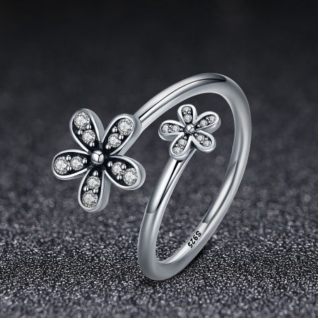 Inel argint 925 reglabil cu floricele si zirconii albe - Be Nature IST0024 [2]