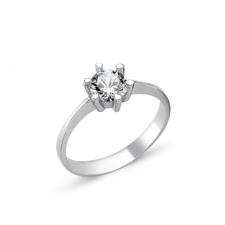 Inel argint 925 rodiat cu zirconiu rotund [0]