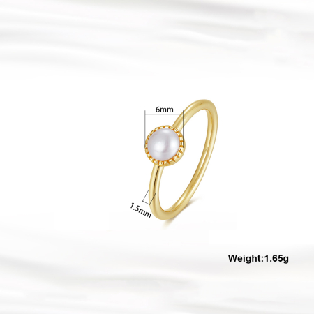 Inel argint 925 Simplitate placat cu aur 14K cu perle naturale [1]