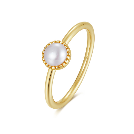 Inel argint 925 Simplitate placat cu aur 14K cu perle naturale