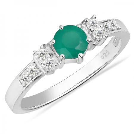 Inel argint Artemisia, 925, cu agat verde si zirconiu alb - IVA0019 [0]