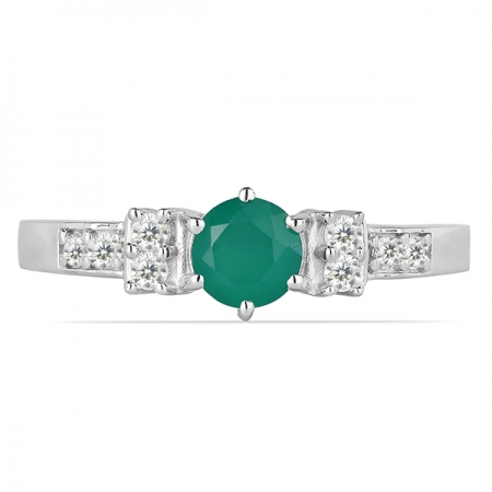 Inel argint Artemisia, 925, cu agat verde si zirconiu alb - IVA0019 [1]