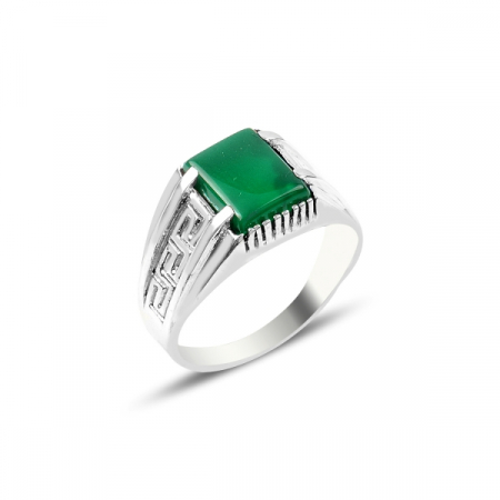 Inel argint cu agat verde