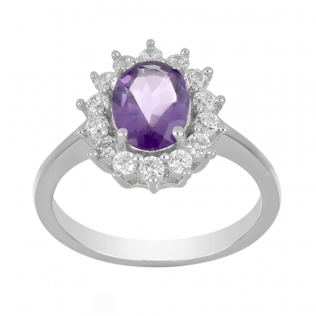 Inel argint cu ametist si cristale de zirconiu alb - IVA0094 [1]