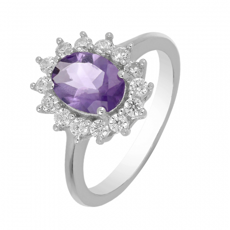 Inel argint cu ametist si cristale de zirconiu alb - IVA0094 [0]
