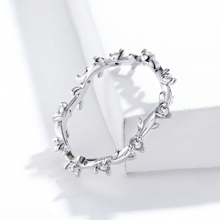 Inel argint elegant cu floricele albe [4]