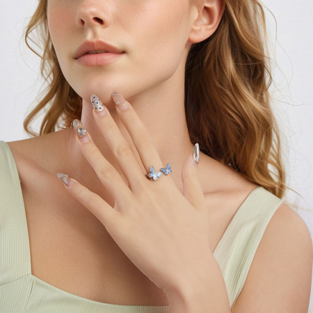 Inel argint cu fluturasi [14]