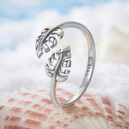 Inel argint cu frunze [2]