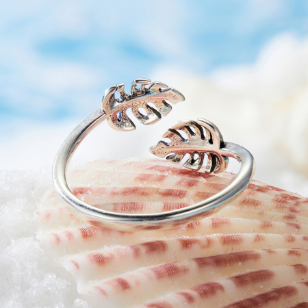 Inel argint cu frunze [8]