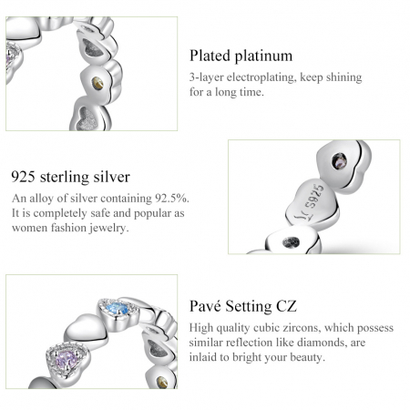 Inel argint cu inimioare si zirconii curcubeu [8]