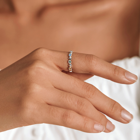 Inel argint cu inimioare si zirconii curcubeu [2]