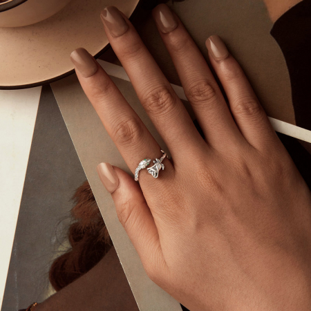 Inel argint cu sarpe si trandafir [7]